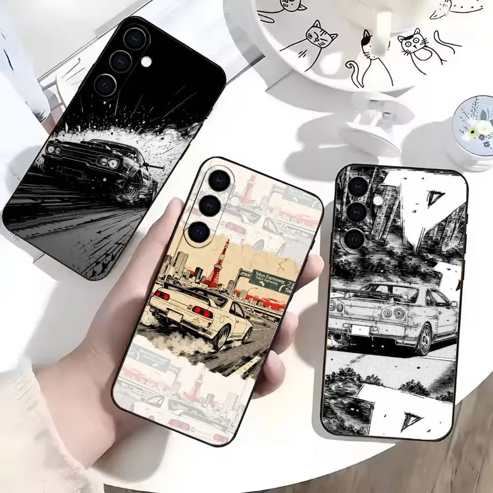 

JDM Japanese Sports Car Tokyo Drift Phone Case Black Silicone Soft For Samsung Galaxy A73,A72,A71,A70,A53,A52,A51