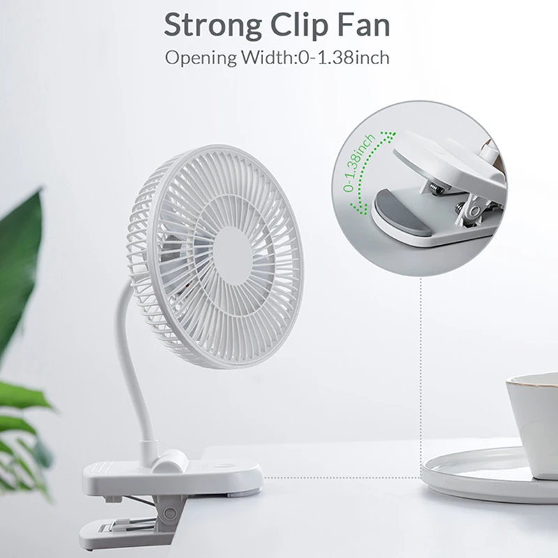 Xiaomi Youpin Clip Lazy Fan Portable 4 Speed Silent Mini Cooling Desk Fan 1800mAh Summer Student Electric Wireless Stroller Fans