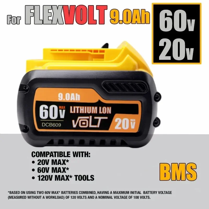 

60V Battery For Dewalt DCB200 9.0Ah/6.0Ah Battery DCB606 DCB609 DCB205 DCB206 DCB209 DCB182 60V 9000mAh MAX Power Tool Battery