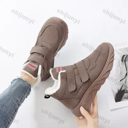 Women Winter Plush Platform Warm Casual Shoes Female Fashion Warm Cotton Shoes Ladies Lightweight Non-slip Slip on Ankle Boots