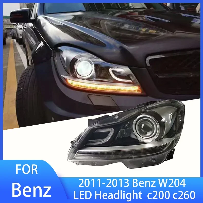 

Поп-фара, 2 шт. для Benz W204, светодиодная фара 2011-2013, фары C200 C260 DRL, указатель поворота, дальний свет, проектор «ангельский глаз» Len