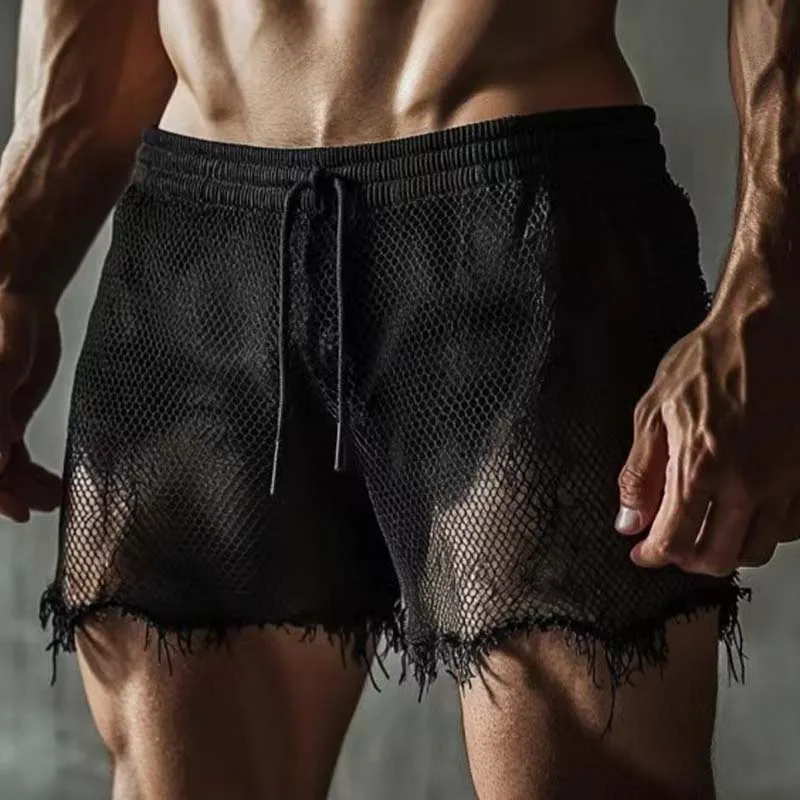 

Сексуальные мужские сетчатые быстросохнущие спортивные шорты с перспективой, новые тонкие и дышащие повседневные пляжные брюки для мужчин