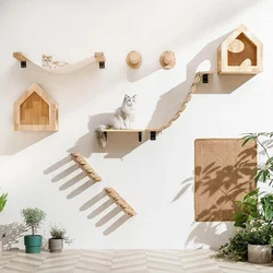 Cat Wall Furniture Climbing Shelf Wall-mounted Steps Stairway With Scratching Grinding Claws Toy for Cat Playing And Sleeping