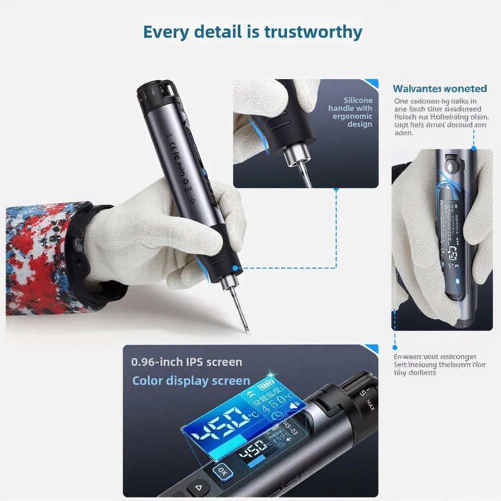 Portable Soldering Iron For Repairs Power Tool Accessory As Shown Cordless Soldering Iron Type-C Charging Port