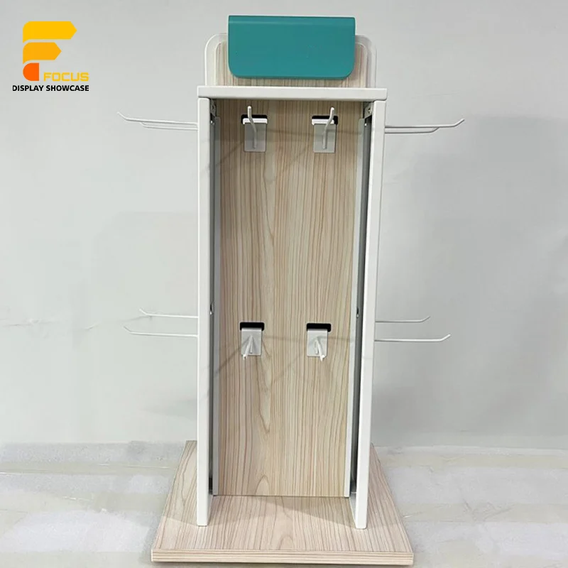 {customized}Customized Garment Display Furniture Wooden Slatwall Gondola Double Sided Sports Socks Stand