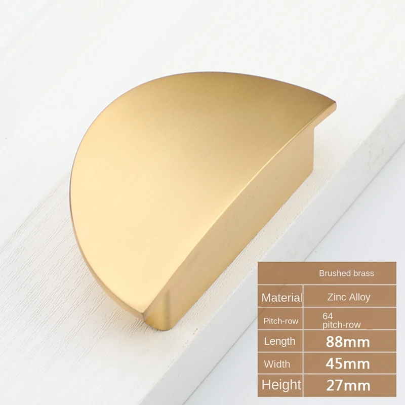 4 PCS Liga de Zinco 64Mm Furo Centro Sólido Meia Lua Armário puxa puxadores de gaveta dourada