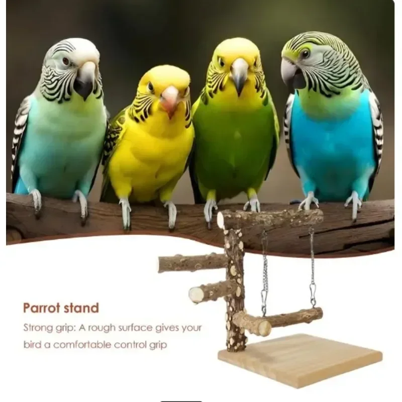 Solid Wood Parrot Stand Training Rack Bird Toy Supplies Training Rack Parrot Stand Pole Interaction Parrot Toys