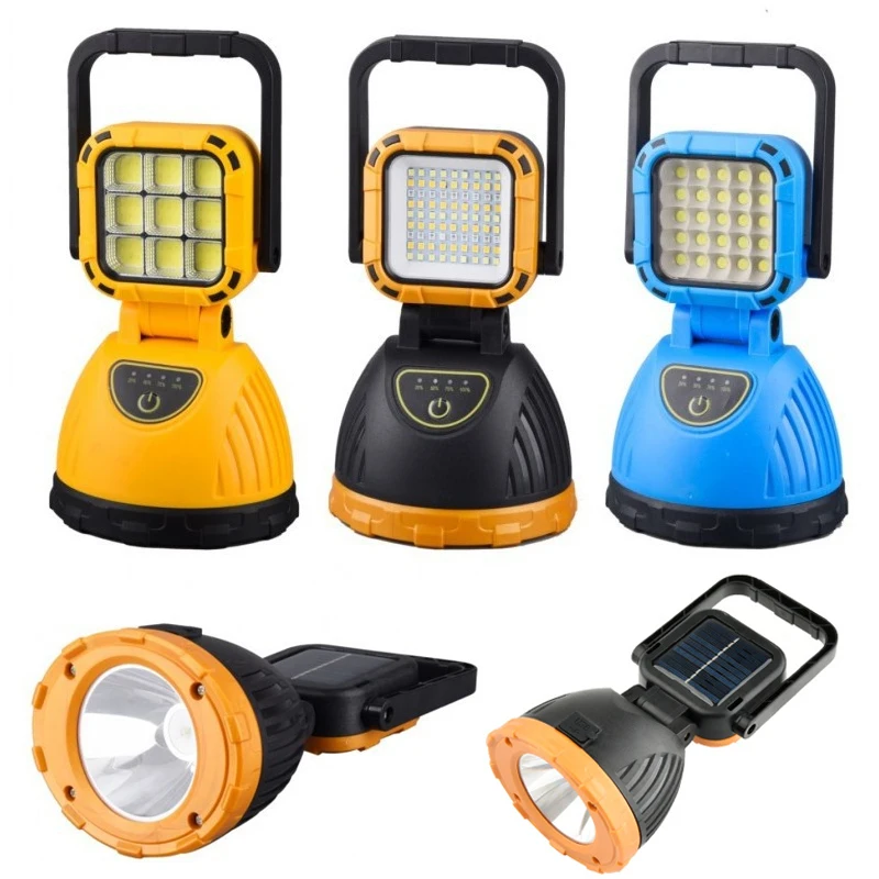 Portable LED Camping Tent Lamp Rechargeable Emergency Searchlight Powerful Solar COB Work Light 6 Modes Lighting Overhaul Lights