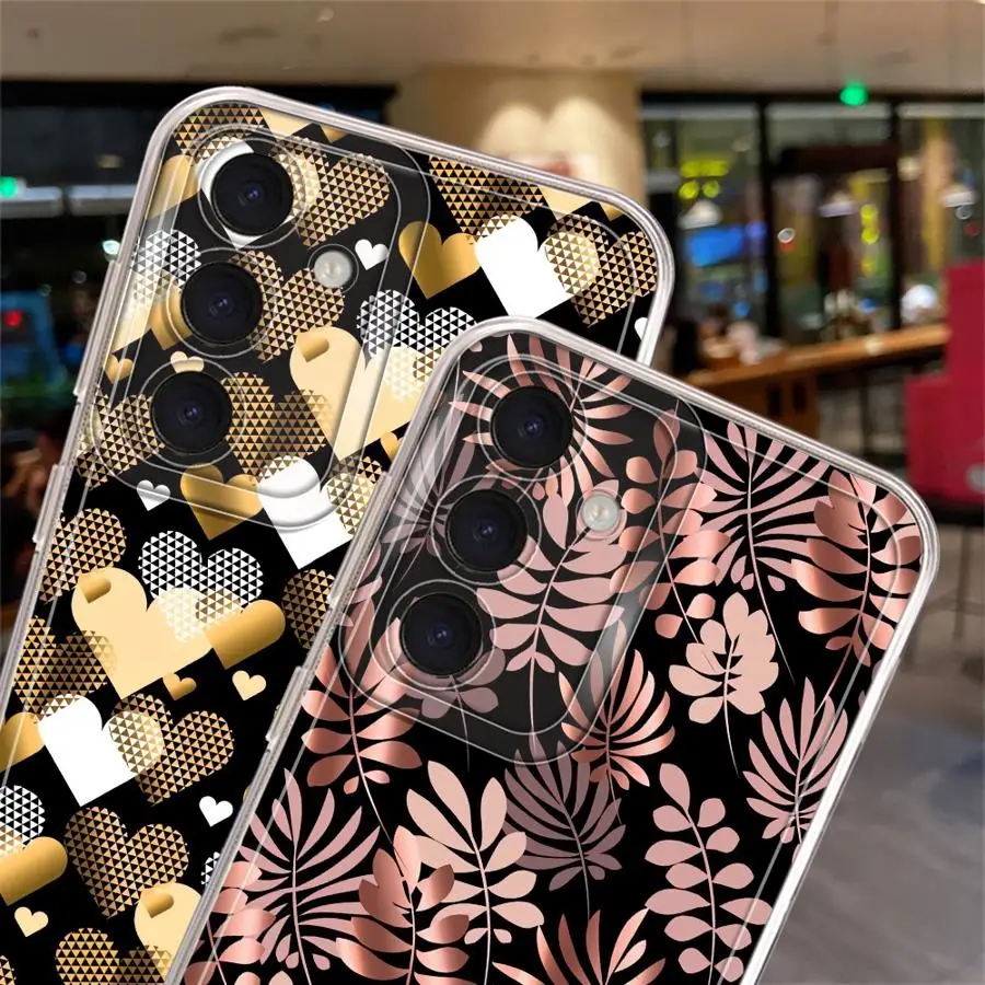 Custodia con design floreale in metallo per Samsung Galaxy A53 A73 A06 A56 A52 A72 A05 A71 A04 A31 A02 A55 A50 A03 A54 A50 A51 Trasparente Morbido