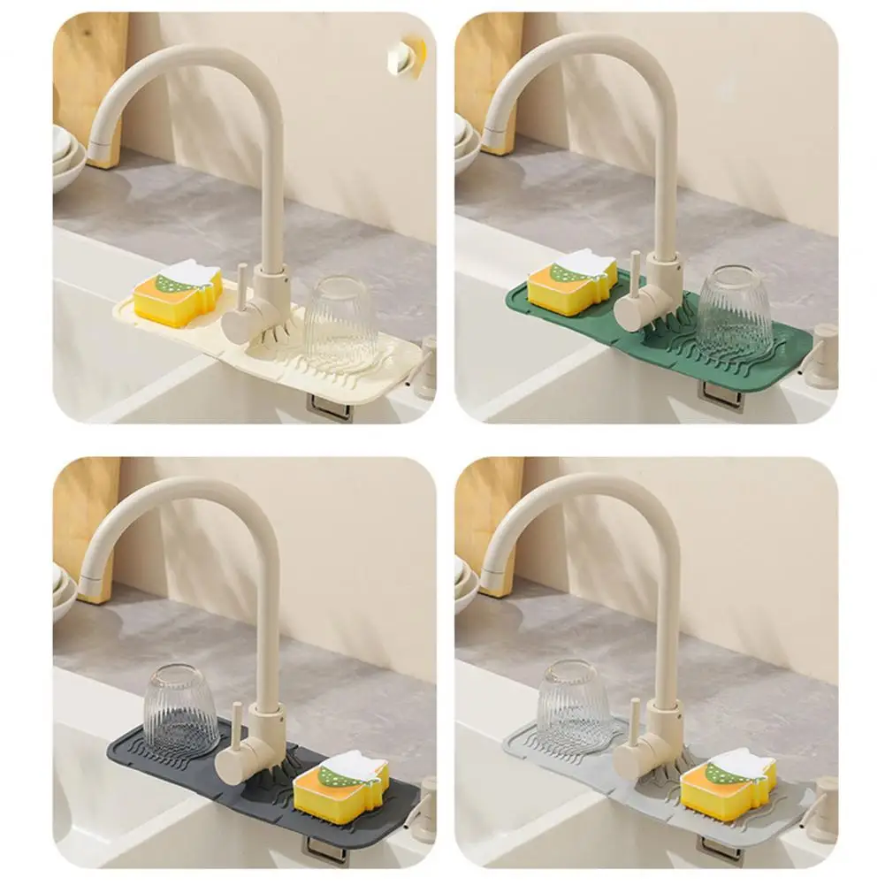 Sink Drain Mat Waterproof Sink Edge Protector Silicone Draining Mats for Kitchen Sink Wear Resistant Fast Drying Faucet for Area