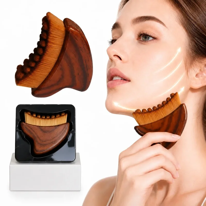 Custom Logo Crescent-Shaped Facial Contour Brush for Lymphatic Drainage Massage, Anti-Swelling,