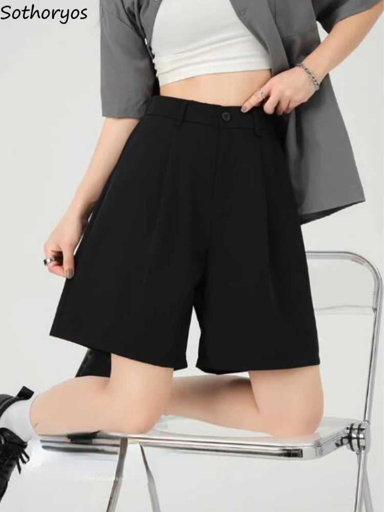 Calções pretos femininos verão baggy casual cintura alta all-match estilo japonês clássico respirável moda macia Шорты Ж hangiе Летка