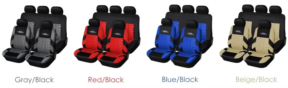 Modische Bestickte Autositzbezüge Set Universell Passend für die Meisten Autos mit Reifenprofil-Detail Styling Autositzschutz Geschenke – Detail 1