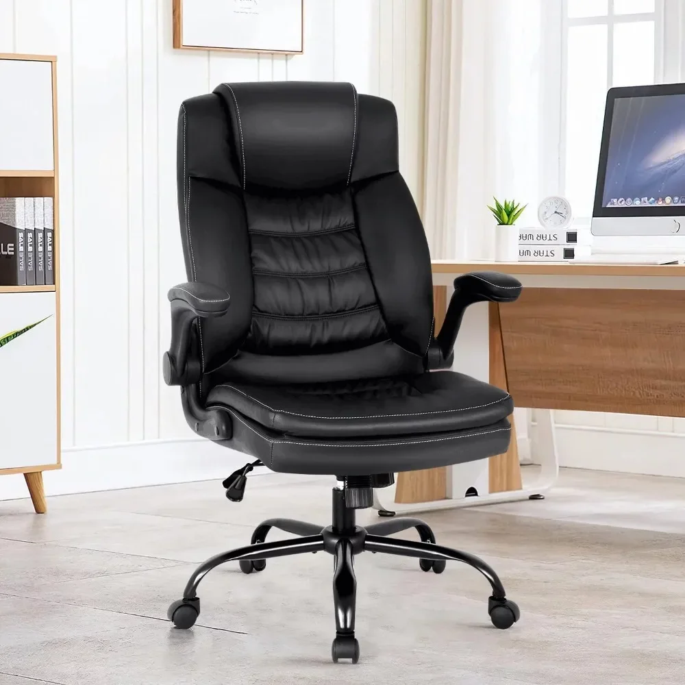 Executive Office Chair Ergonomic PU Leather Computer Desk Chair 250 lbs Capacity with Adjustable Height 360 Degree Swivel, Black