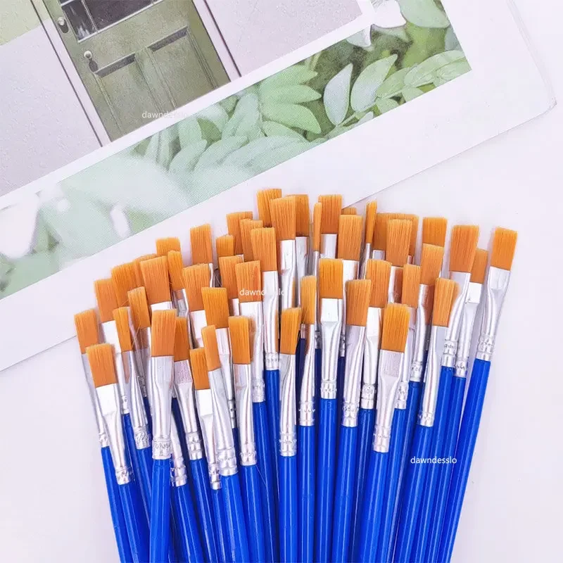 Pincel de pintura plano con detalle de pelo de nailon fino pequeño para dibujar pinceles de acuarela pinceles de pintura pluma para papelería artística para estudiantes