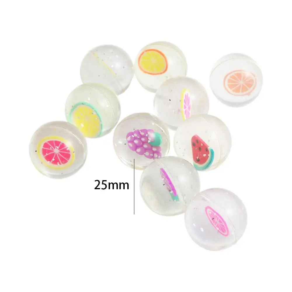 10pcs/lot Funny 25mm  Fruits Clear Rubber Bouncing Bouncy Balls Floating Juggling Jumping Outdoor Sports Toys for Baby Kids Gift