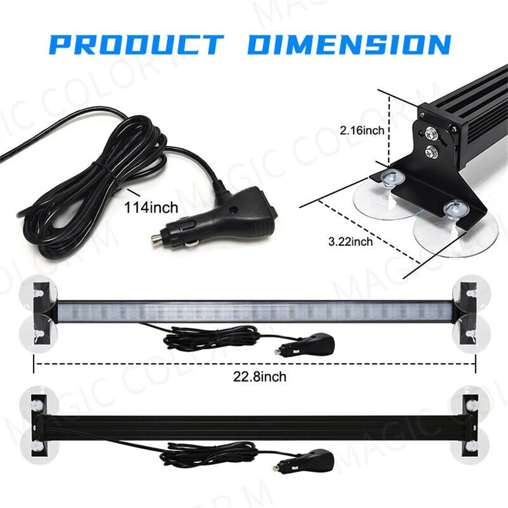 80 LED Emergency Warning  Lamp Inside The Glass Flash Strobe Beacon Light Bar Green LED Light Strobe For The Car 12V view 2