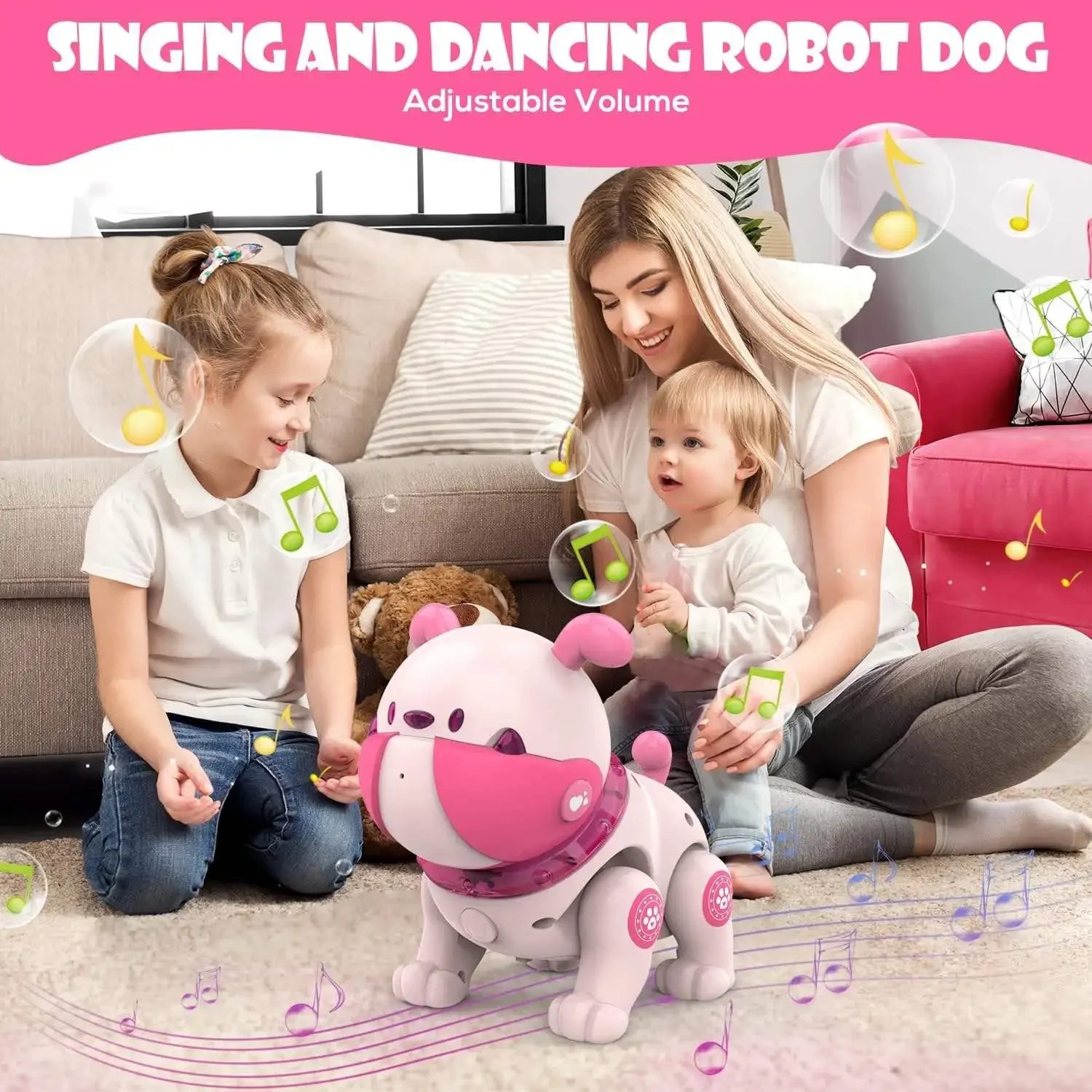 Brinquedo programável inteligente rc pet criança brinquedos interativos voz e toque detecção dança música controle remoto dos desenhos animados robô cão