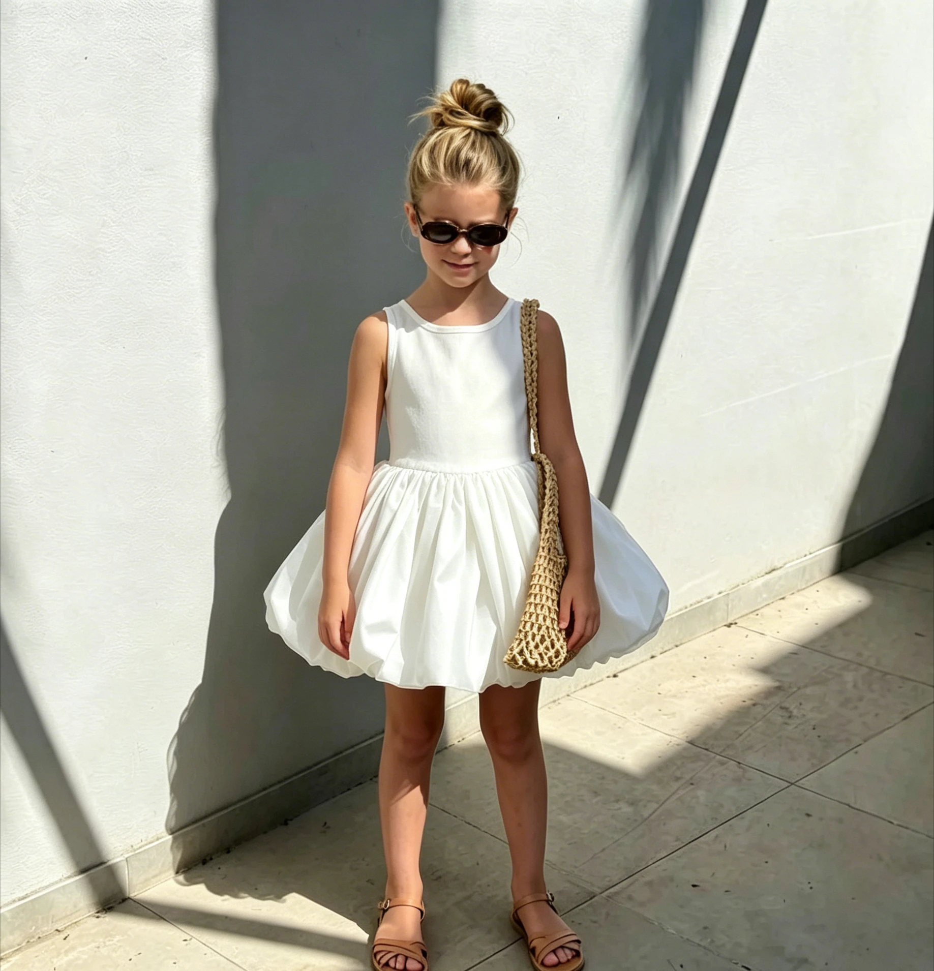 Neues Mädchen-Blütenkleid Ärmellos Kinderkleidung Mädchen Sommer-Prinzessinnenkleid Kleines Weißes Kleid – Detail 5