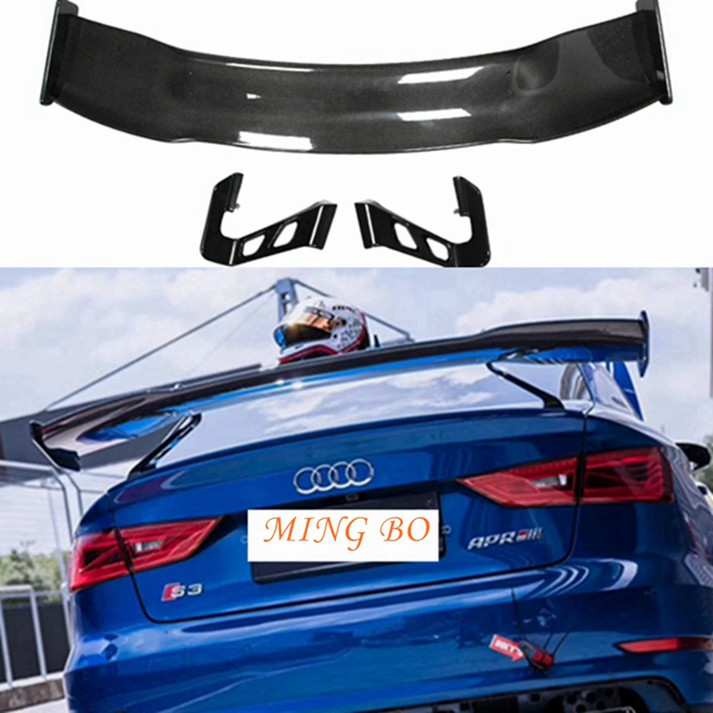 

For Audi A3 S3 A4 A5 A6 A7 TT Tail Boot Lip Wing Spoiler Carbon Fiber Universal Style Rear Trunk Wing Spoiler