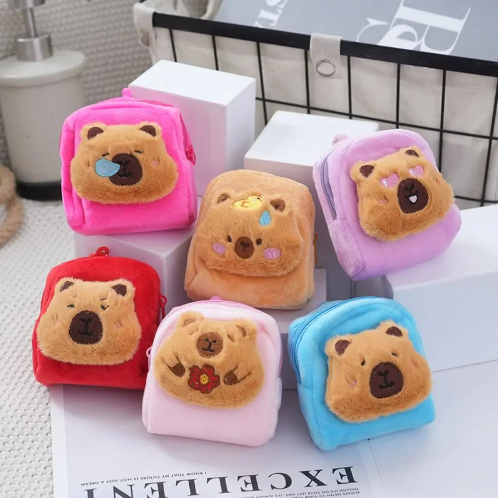 New Capybara Coin Purse Plush Cartoon Bags Pendant Mini Wallet Kids