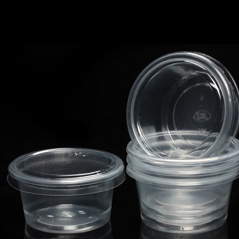 

200pcs Sauce Vinegar Boxes Condiment Cups Reusable Containers Lids Yogurt Cups Takeaway Fruit Snacks Salads Safe PP Material