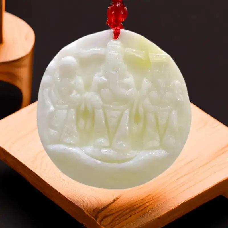 Natural White Real Jade God Pendant Necklace Carved Jewelry Accessories Luxury Gift Vintage Designer Gemstones Amulet Chinese