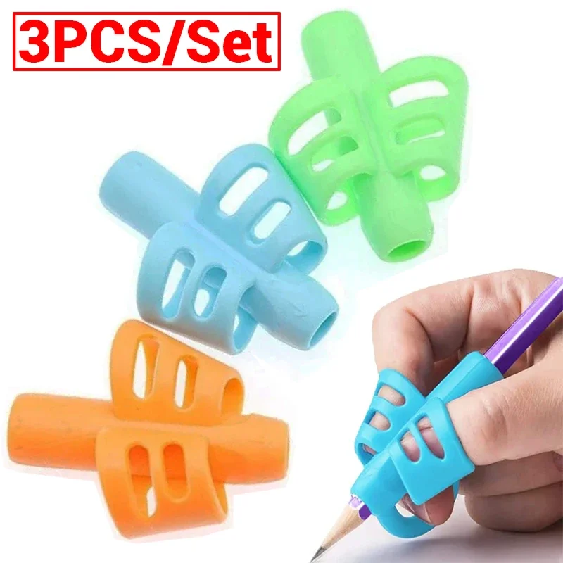 3Pcs Children Writing Pencil Pen Holder Kids Learning Practise Write Silicone Pen Aid Posture Correction Device for Student