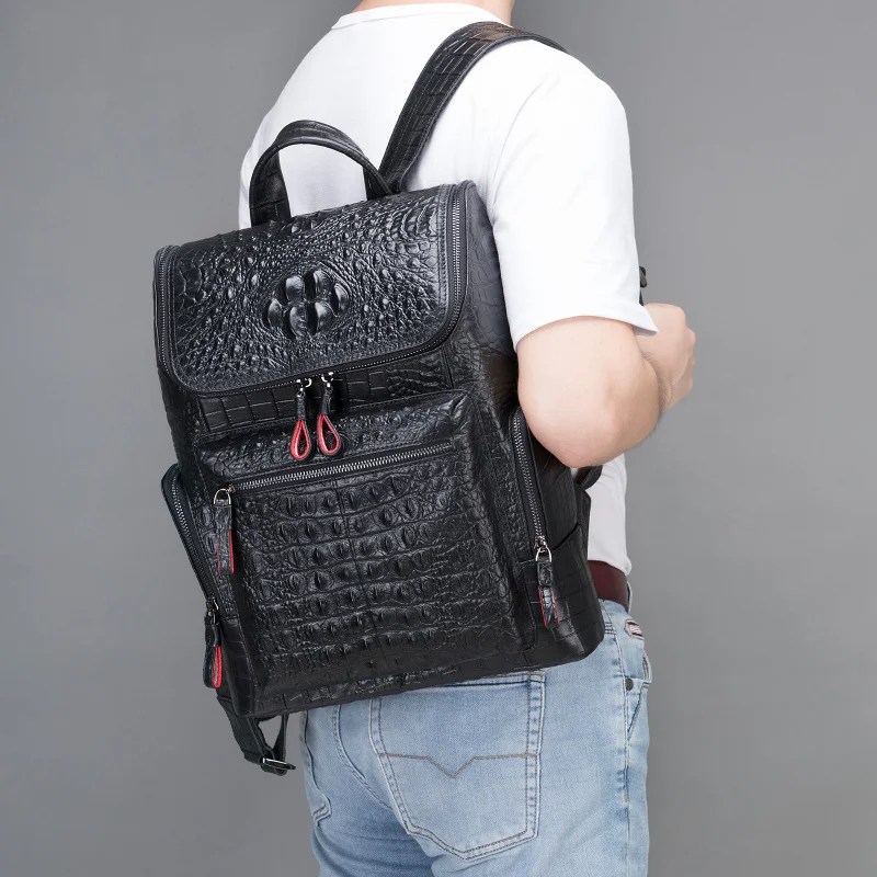 

New Pattern Backpack Men's Genuine Leather Backpack Business Laptop Top Layer Cowhide Travel Backpack