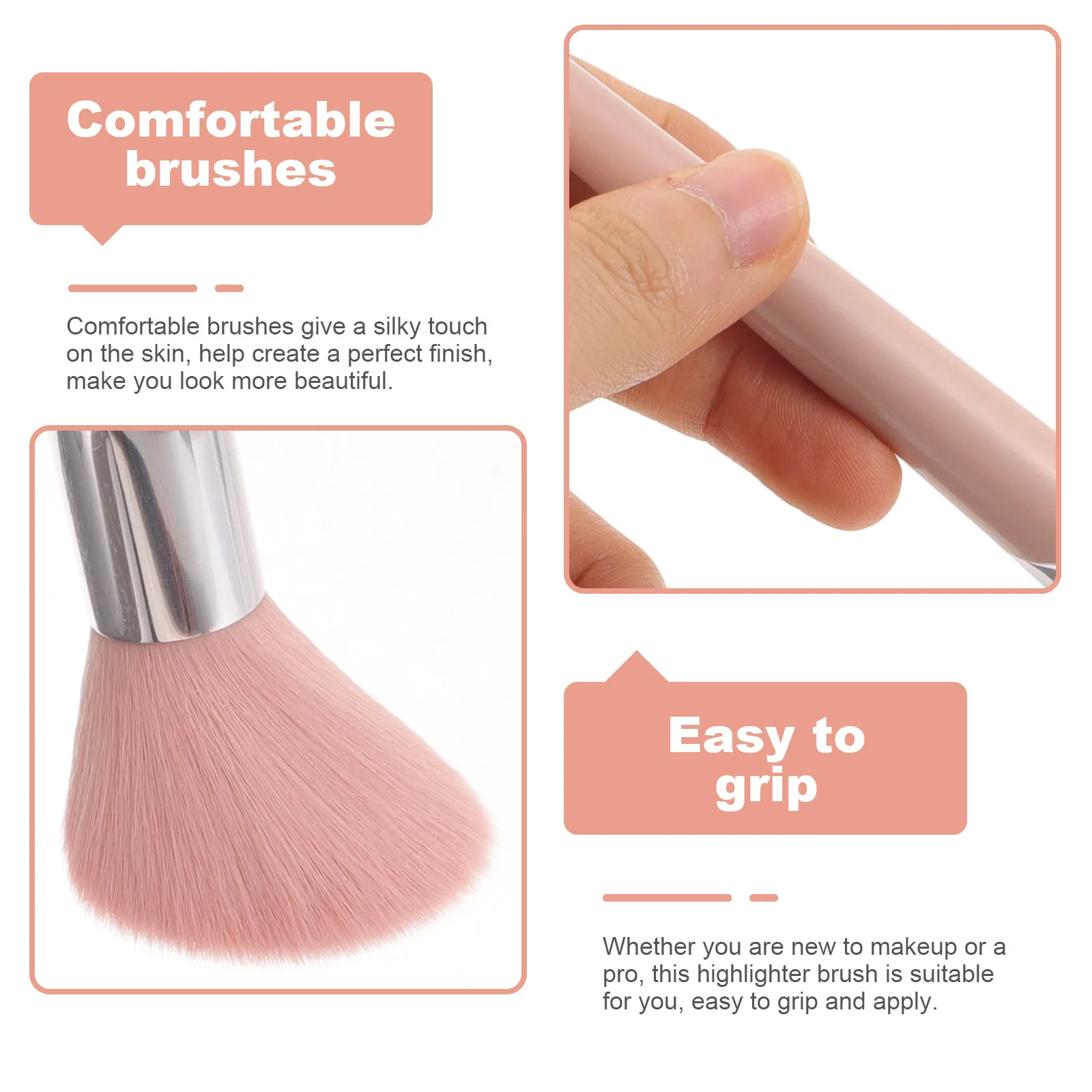 Pennello per Trucco Morbido Premium per Blush, Illuminante, Ombretto Naso e Viso, Leggero e Portatile