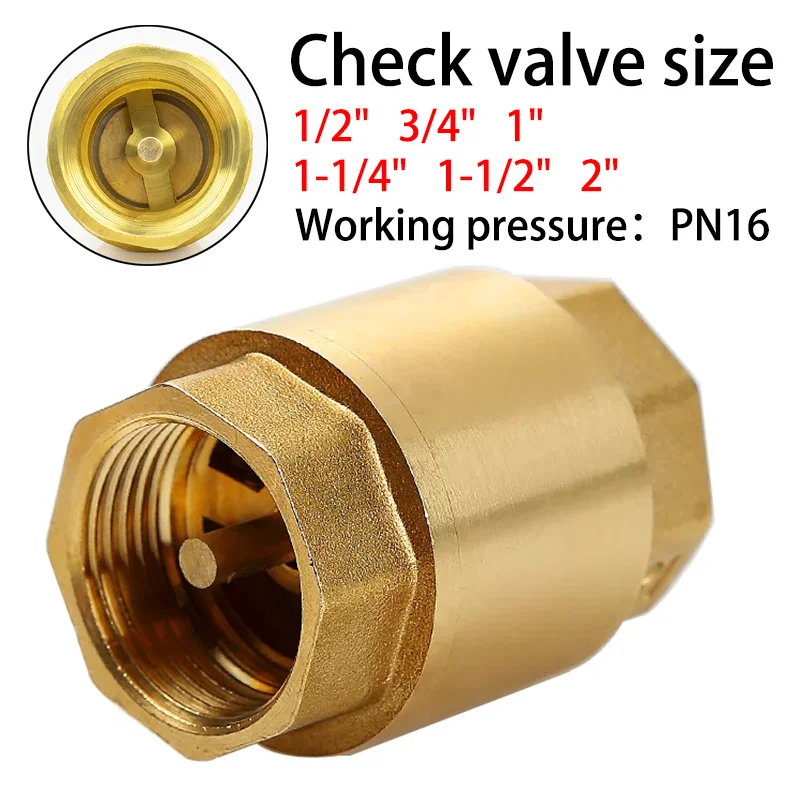 Brass Thickened Anti-reverse Water Check Valve Pipe Thread Plain Inside Screw Spring Swing Vertical Check Valve DN10~DN100