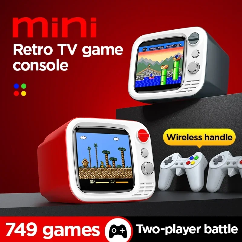 H7 ريترو VideoTV وحدة تحكم بجهاز لعب محمول 3.5 بوصة HD المدمج في 749 ألعاب ريترو فيديو المزدوج غمبد وحدة تحكم محمولة هدايا الاطفال