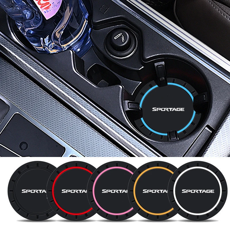 2pcs Car Coaster Non-Slip Silicone Mat Auto Water Cup Anti-Slip Pad Holders For Kia Sportage 3 4 QL 2005-2020 2021 Accessories