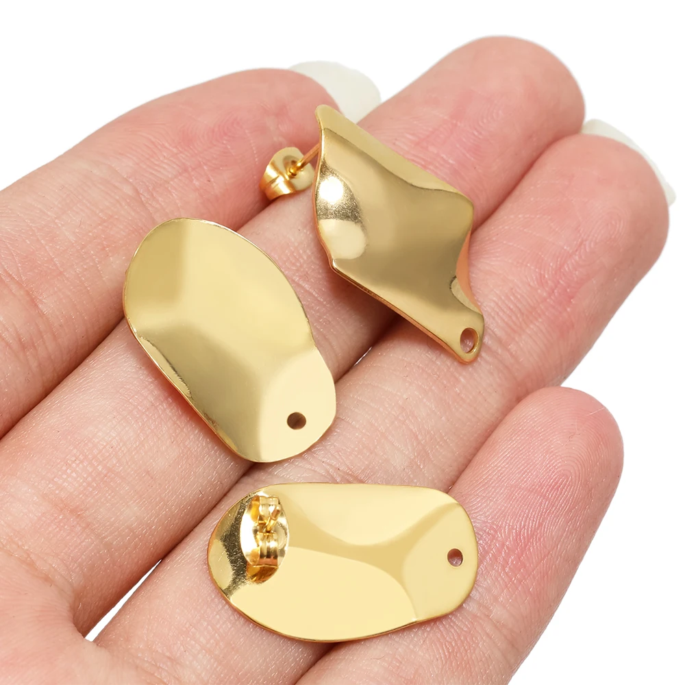 10 Stück 18k Gold Edelstahl Ovale Rhombische Ohrstecker für DIY Hängeohrringe, Charms, Schmuckherstellungszubehör – Detail 4