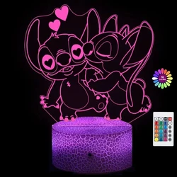 3D Night Light Stitch cartoon with Remote Control and Smart Touch Room Decor Lamp Birthday Valentine's Day Christmas Gifts