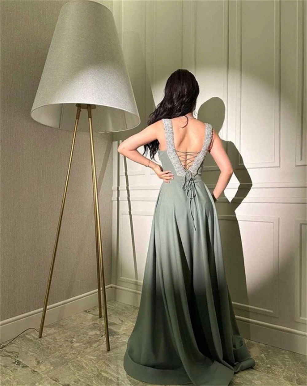 CustomizedProm Dress Elegant Square Empire Graduation Dresses Floor Length Open Back Cross Sequin Taffeta Formal Evening Gowns 프