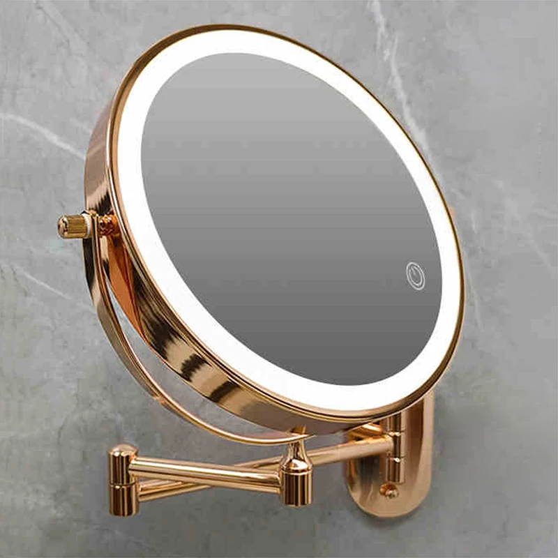 8 inch Makeup Mirror Matte Rose Gold 3x/5x/7x/10x Magnifying Double Side USB Charging Bathroom 3 color light Cosmetic Mirrors