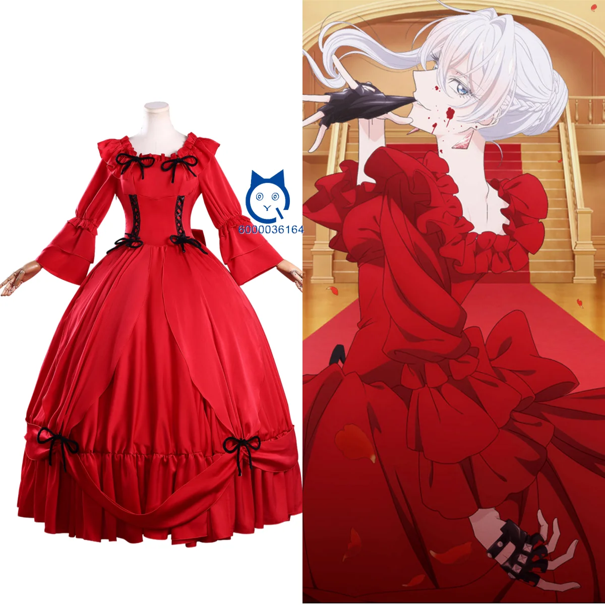 

May I Ask for One Final Thing Cosplay Costume Anime Scarlet Role Playing Clothes Red Dress Outfit for Women Comic Con Halloween