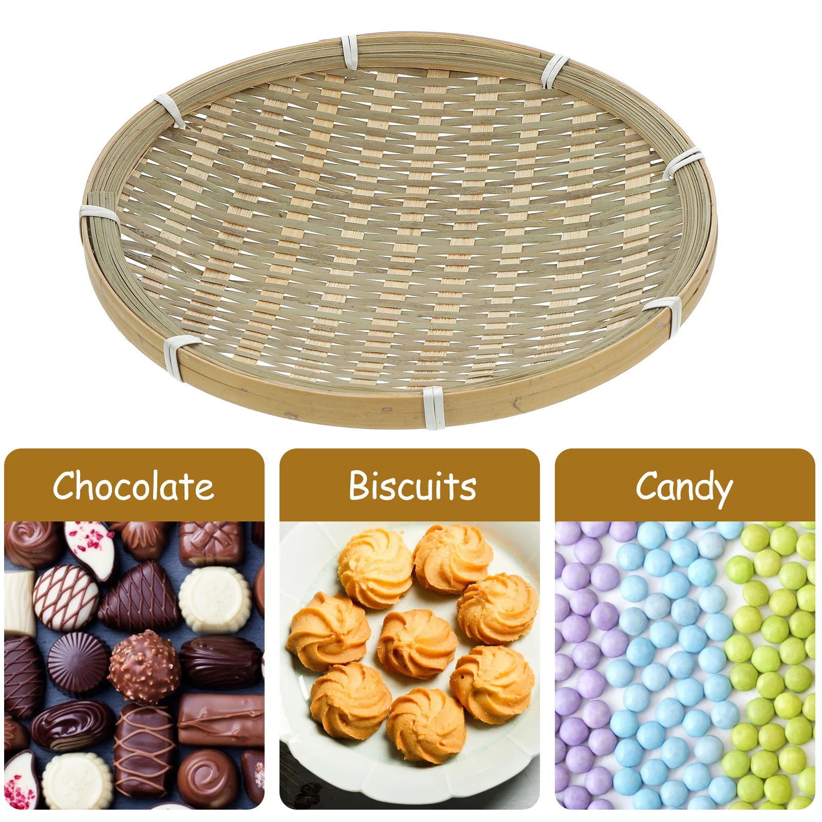 

Bamboo Woven Basket Multipurpose Fruit Tray Food Storage Snack Holder Kitchen Decorative Bread Basket Fruit Holders