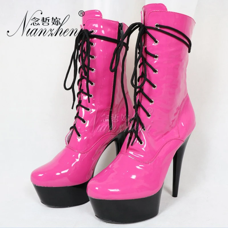 

Fashion Gladiator 6-Inch High Heels Ankle Boots Sky Blue Platform Stripper Pole Dance Exotic Shoes Novelty Sexy Lady