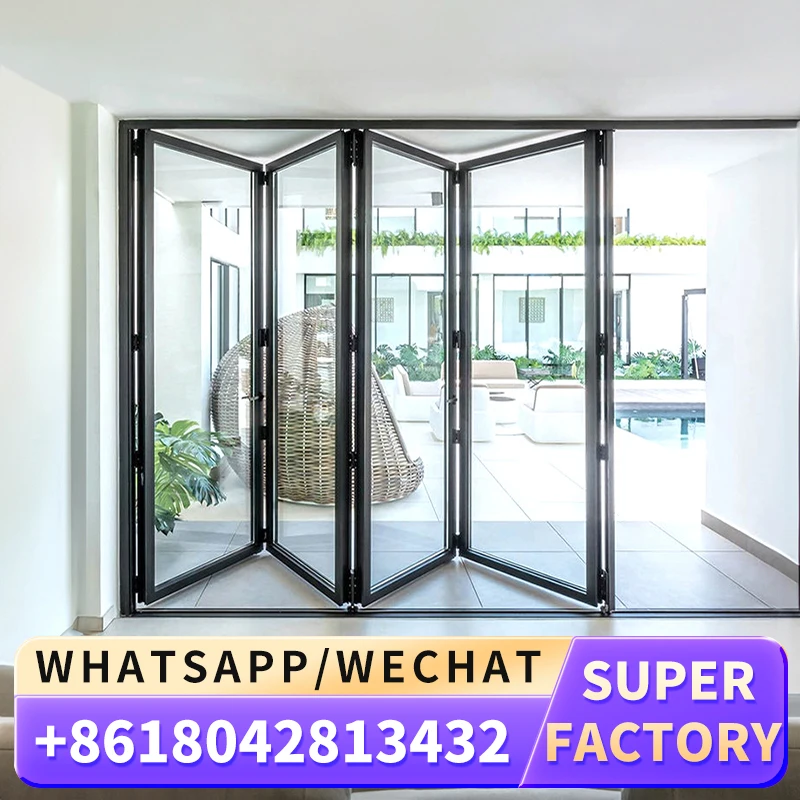 Foshan pintu lipat dua buatan lipat profil paduan aluminium lipat Modern