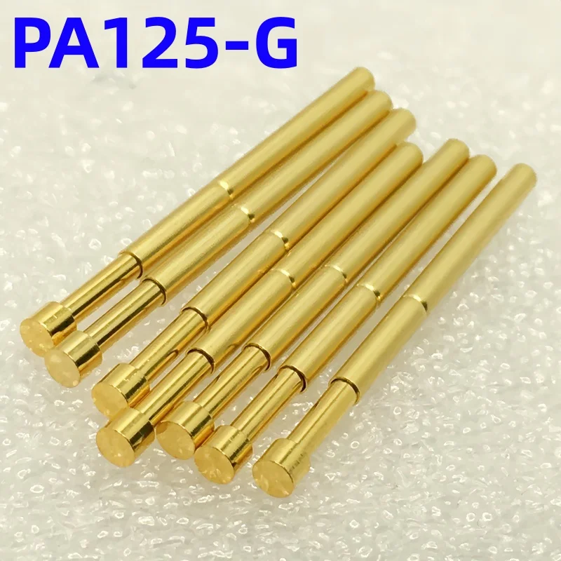 

20/100PCS PA125-G Spring Test Probe P125-G Test Pin Metal Brass Test Tool 33.35mm Dia 2.02mm Needle Gold Tip Dia 2.50mm Pogo Pin
