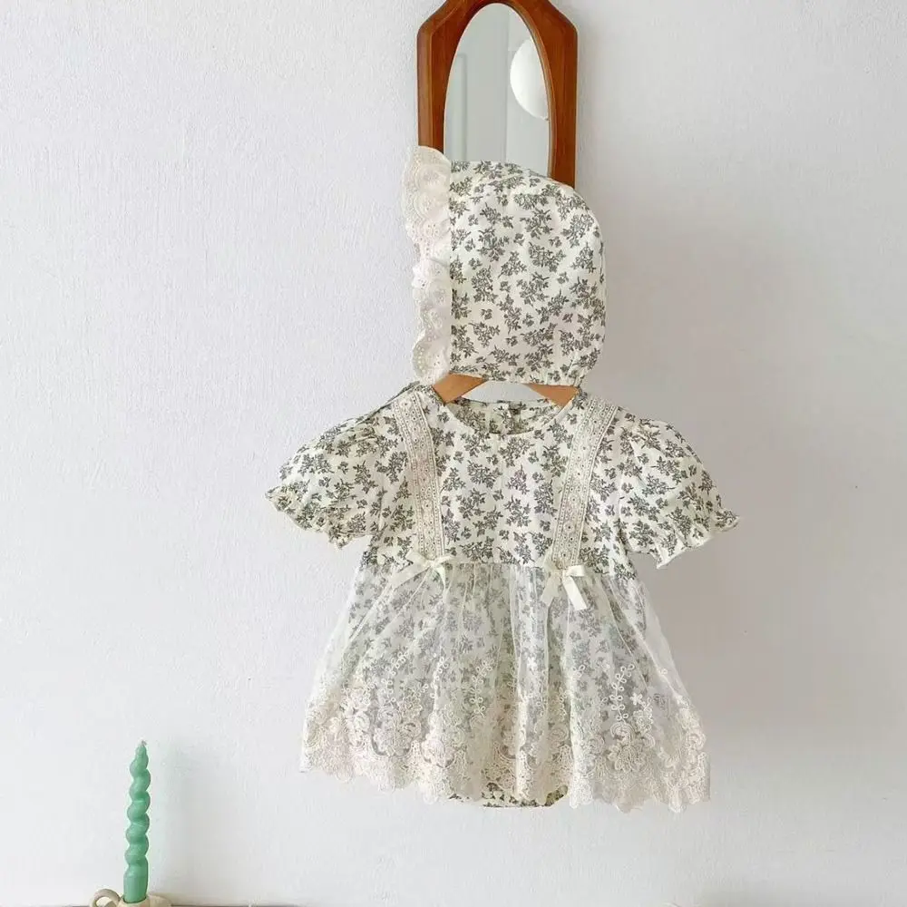 Soft Lace Mesh Baby Jumper Dress Bodysuit Fluffy Flower Baby Jumpsuit Sweet Infant Romper Toddle Climb Suit Gifts