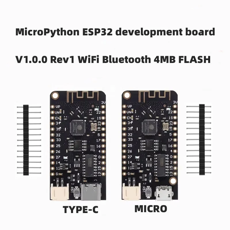 MicroPython ESP32 Development Board V1.0.0 Rev1 with WiFi Bluetooth 4MB Flash for Electronics Projects