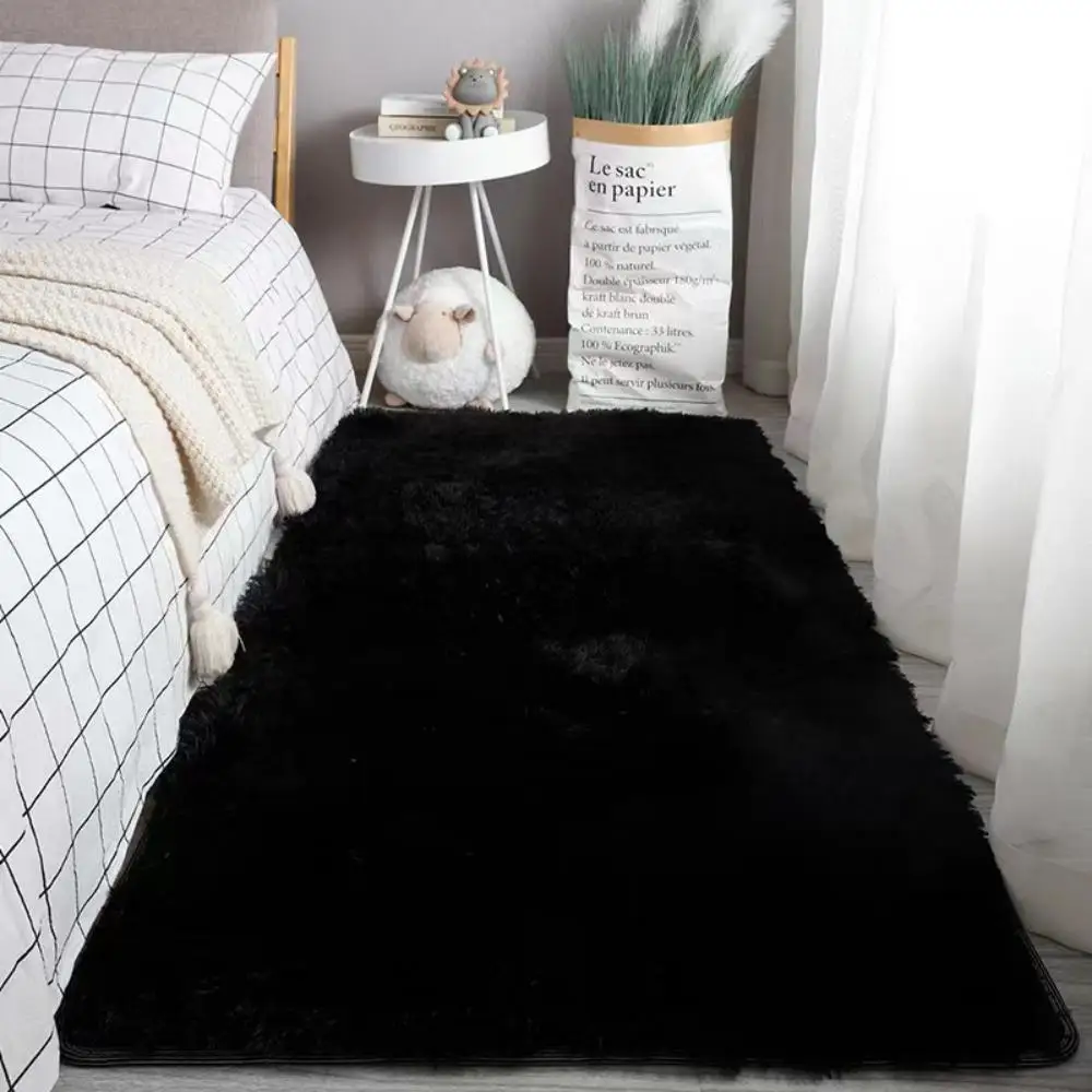 VIKAMA Silk and Wool Carpet, Solid Color, Simple Style, Suitable for Home Bedrooms, Bedside Rug, Dirt-resistant and Warm.