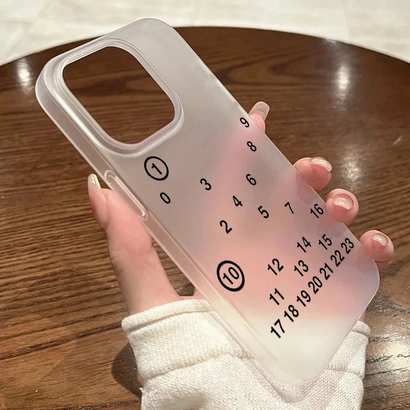 Funda mate translúcida con números para iPhone 17 16 15 14 Pro Max 13 12 11 XS X XR 7 8 Plus 17 Air, suave a prueba de golpes 3