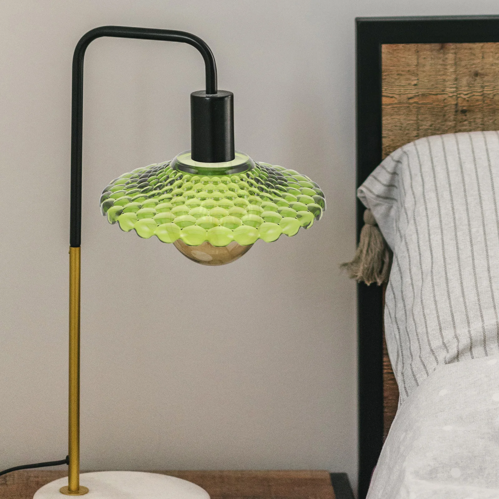 

Зеленый винтажный стеклянный абажур, плоский круглый, для подвесного светильника, сменный, для декоративного освещения в гостиной, настольный или напольный светильник, аксессуар