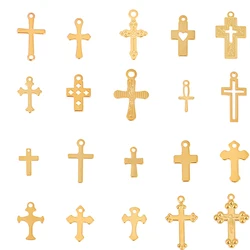 30pcs/lot Stainless Steel Cross Charms DIY Cross Pendants Religious Faith Charms For Jewelry Making bracelet necklace earrings