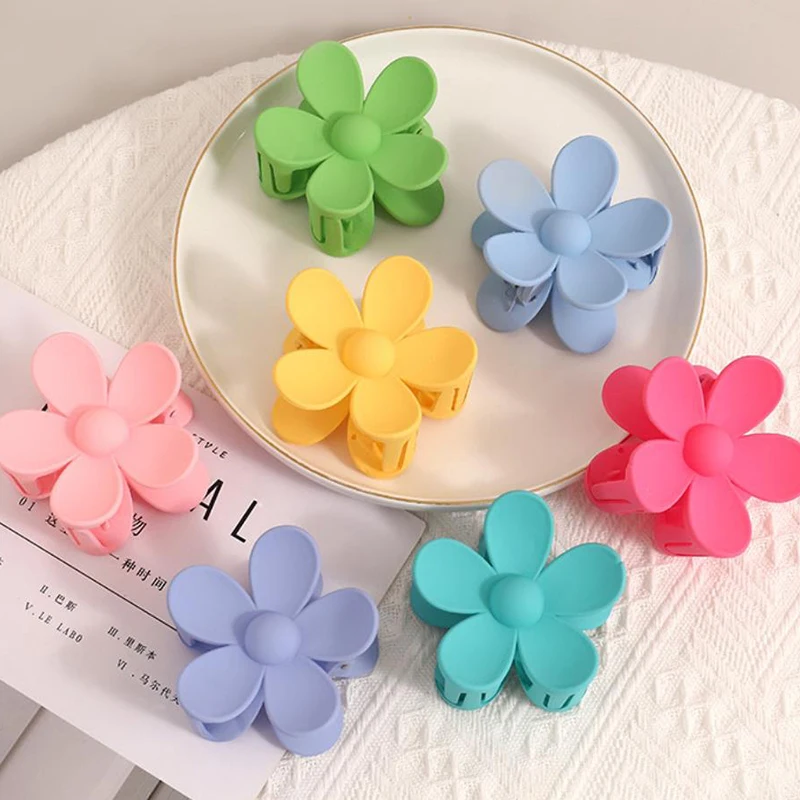 Large Flower Claw Clips 2.8 Inch Matte Big Hair Claw Clips for Women Non Slip Strong Hold Hair Accessories