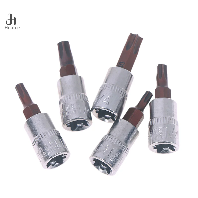 5 pezzi punte per cacciavite Torx 1/4 pollici strumenti con testa a bussola T15 T20 T25 T30 T40 chiave a bussola adattatore utensili manuali